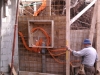 Shuttering in place for the second phase of the retaining wall - space left for the main electricity connections